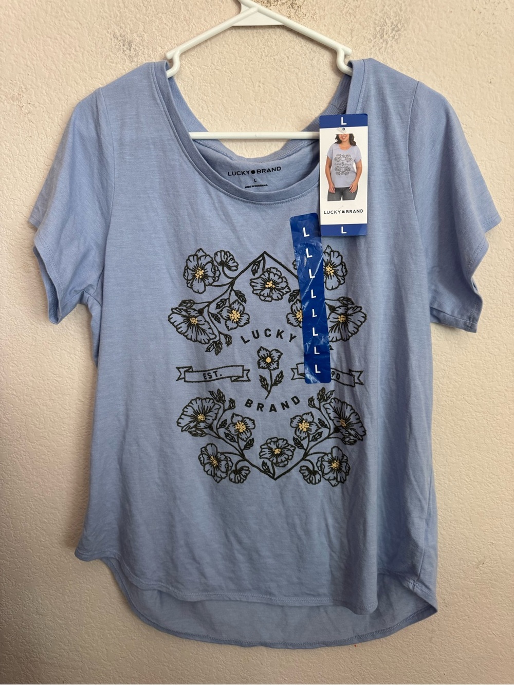 Lands’ End Women’s Crew Neck Short Sleeve Floral Graphic Top